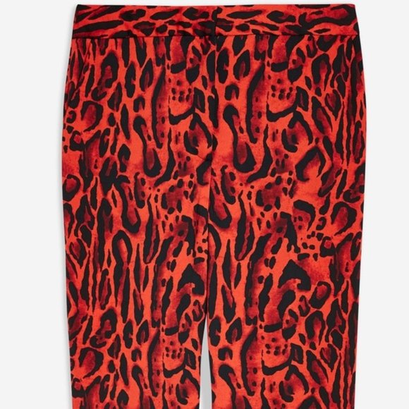 Topshop Red Leopard Animal Print Cropped Pant 8 - Picture 2 of 5